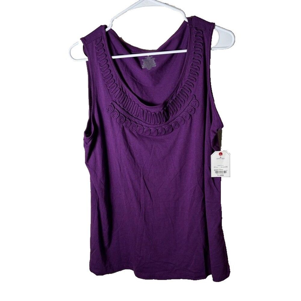 St John's Bay Tank Top Women's XL Purple Round Neck Textured Sleeveless NWT